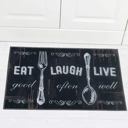 Vista 4 de Juego de 2 alfombras de cocina de 17 x 48 pulgadas + 17 x 24 pulgadas, tapetes antideslizantes lavables para suelo de cocina, 2 tapetes cómodos