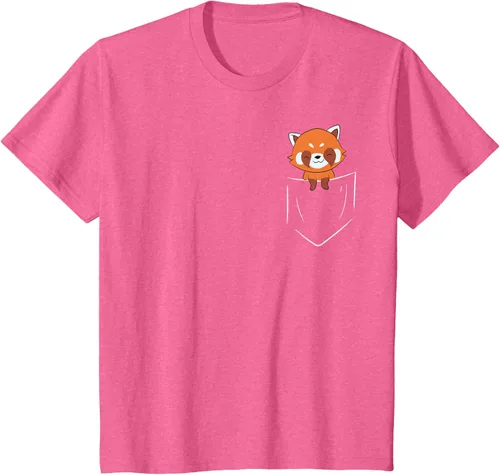 Vista 53 de Funny Red Panda In Pocket - Camiseta con bolsillo, Negro, S