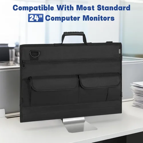 Vista 6 de Funda de transporte para monitor, funda de viaje para pantallas LCD de 24 pulgadas y monitores, bolsa protectora para monitor con asa de transporte
