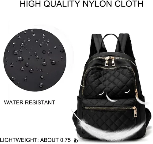 Vista 3 de PAOIXEEL Mochila pequeña y ligera para mujer, resistente al agua, mini mochila antirrobo para niñas, mochila de viaje, Negro, S, Ciclismo