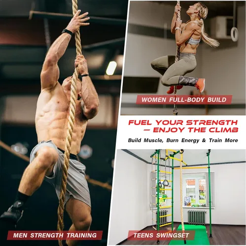 Vista 8 de Climbing Rope Gym Workout - 10FT 15FT 20FT 25FT 30FT 35FT Heavy Duty Jute Thick Ropes for Adults Strength Training Outdoor Tree Swing Indoor Home