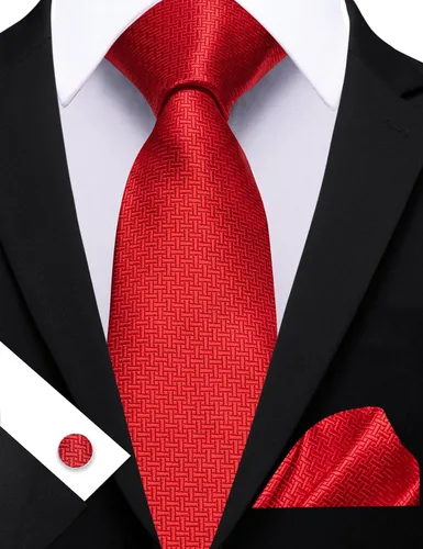 Vista 113 de Barry.Wang Juego de corbatas para hombre, corbata de seda a rayas, tejido a cuadros, gemelos formales, negocios, boda