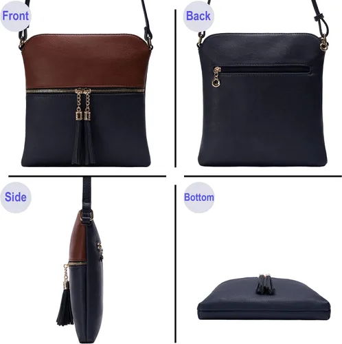 Vista 9 de Solene Bolso Cruzado Ligero para Mujer de Tamaño Mediano con Borla, Bolsos Cruzados de Tamaño Perfecto para Uso Diario, de Viaje