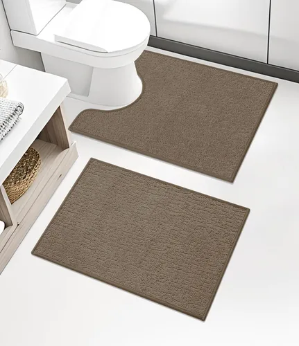 Vista 13 de Chakme Juego de 2 alfombras de baño ultrafinas, absorbentes, antideslizantes, lavables a máquina, color negro, 17 x 24 pulgadas / 17 x 30 pulgadas