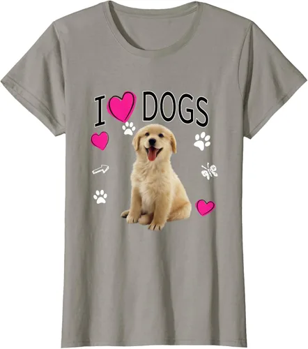 Vista 49 de Camiseta I Love Dogs - Camiseta Golden Labrador retriever, Azul Negro