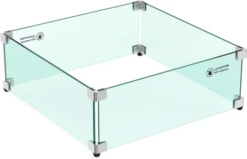 Vista 10 de Skyflame Protector de viento de vidrio para hoguera, cuadrado de 18 x 18 x 6 pulgadas, protector de llama de vidrio templado, juego de parabrisas