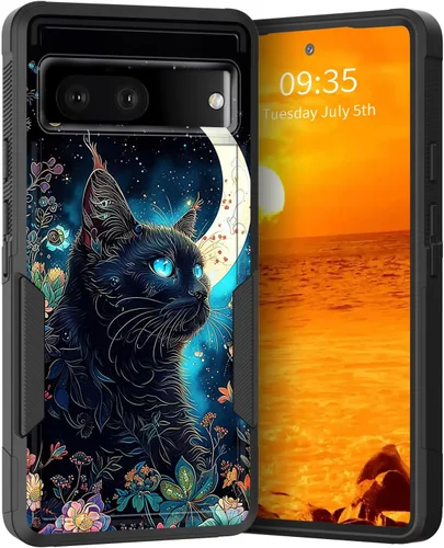 Vista 195 de Funda para Pixel 6A, Híbrida de Doble Capa de Servicio Pesado Resistente a Prueba de Golpes PC Duro + Funda Protectora de Silicona Suave para Google