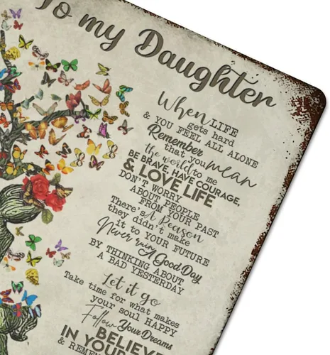 Vista 6 de Letrero de metal con texto en inglés «To My Daughter from Mom», regalos de cumpleaños para hija, regalos para niños, para graduación, día de San