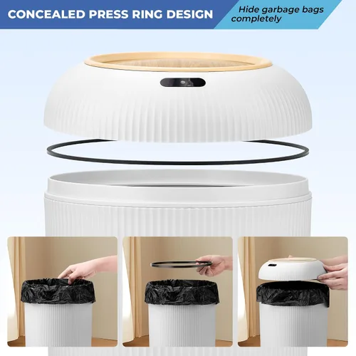 Vista 19 de Pukomc Papelera con sensor inteligente, conveniente e higiénico, fácil de usar, sensor de tecnología, impermeable, papelera de plástico para cocina