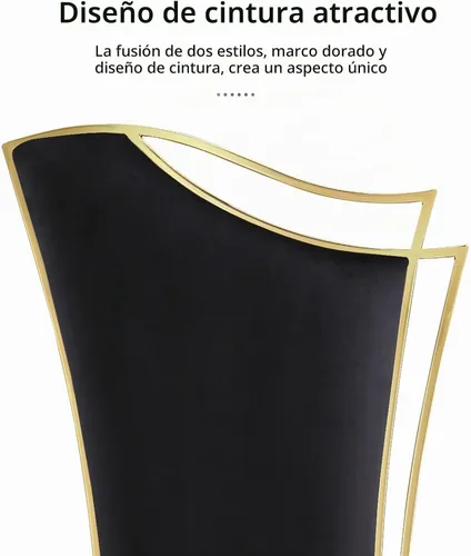 Vista 7 de ACEDÉCOR Juego de mesa de comedor de 5 piezas, mesa de comedor moderna con base en U de metal de acero inoxidable dorado, 4 sillas de comedor