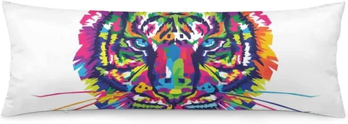 Vista 11 de Funda de almohada corporal, funda de almohada extra grande con cara de animal y gato grande, diseño de animal salvaje, funda de almohada corporal