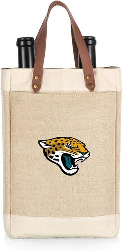 Vista 18 de PICNIC TIME NFL Pinot - Jute 2 Bottle Insulated Wine Bag - Wine Tote Bag - Wine Gift Bag, (Beige)