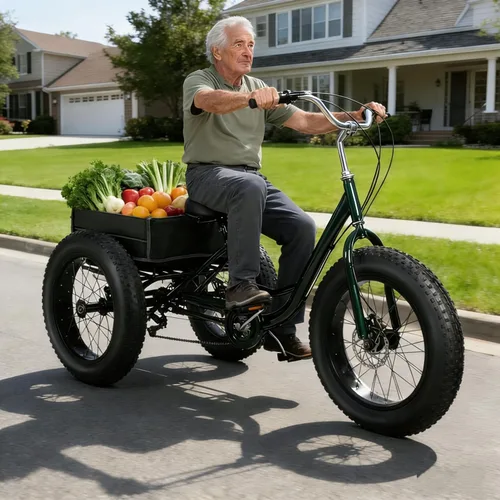 Vista 5 de Triciclo para Adultos, Triciclo de Neumáticos Gruesos de 20 Pulgadas para Adultos, Triciclo para Adultos de 7 Velocidades 20x4 Triciclo