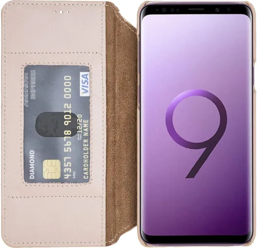 Vista 9 de Venito Venice - Funda delgada compatible con Galaxy S9 con soporte, cartera, cierre automático y función de bloqueo RFID (marrón antiguo)
