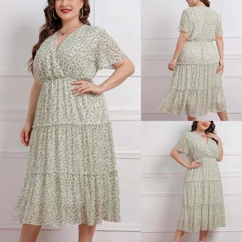 Vista 8 de Women's Summer Dresses 2023 Fashion Plus Size Loose Casual Short Sleeve Printed Dress Sun Dresses Casual