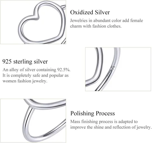 Vista 6 de MUNDELL Anillos de plata de ley 925 simples minimalistas para mujer, joyería de compromiso de boda