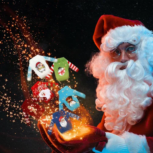 Vista 5 de Aoriher 6 piezas de ropa de muñeca de Navidad, accesorios de Navidad, conjunto de suéter pequeño, ropa de punto, alce, Navidad, árbol de Papá Noel