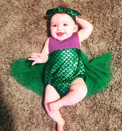 Vista 4 de HenzWorld - Traje de baño de la sirenita Ariel para niñas, Classic, 6-12 meses
