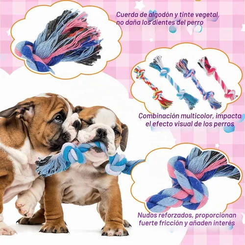 Vista 3 de Paterr 12 piezas de cuerda de algodón juguetes para perros pequeños cachorros dentición