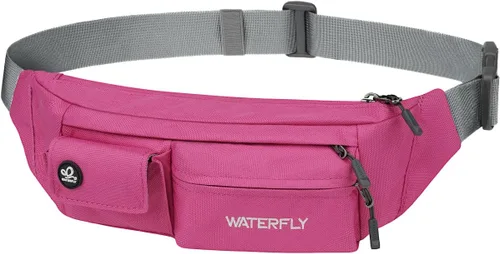 Vista 10 de WATERFLY - Riñonera pequeña con correa para el hombro: bolsa delgada y ligera con 5 bolsillos para la cintura y la cadera, para mujeres y hombres