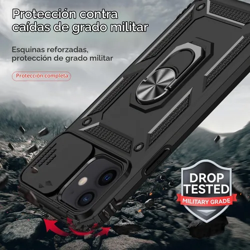 Vista 2 de HNHYGETE Funda para iPhone 12 / iPhone 12 Pro con protector de pantalla: [grado militar de 20 pies probada en caídas] anillo a prueba de golpes
