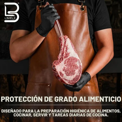 Vista 2 de L3 Guantes de Nitrilo Nivel 3 - Guantes Desechables Profesionales de Servicio Pesado - Sin Látex - Ajuste Ceñido - Caja de 100