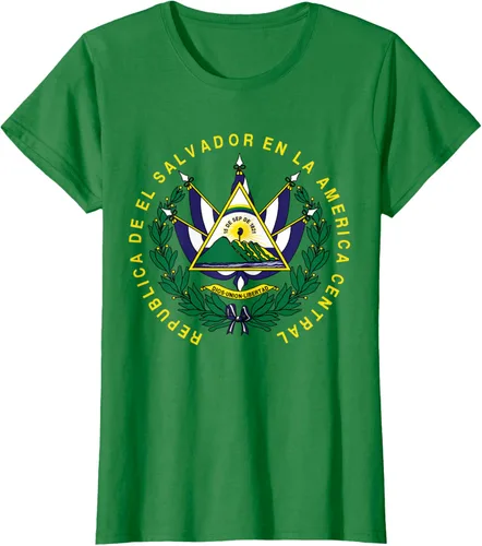 Vista 35 de amdesco Salvador Camisa, salvadoran Escudo de armas playera, mujer L, Blanco