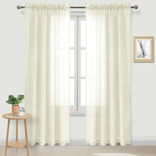 Vista 112 de DWCN Cortinas Transparentes Aqua de Voile Semitransparente con Bolsillo para Barra para Dormitorio y Sala de Estar, 36 x 36 pulgadas de Largo, Juego