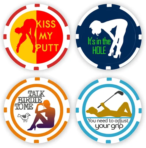 Vista 2 de DA VINCI Colección de fichas de póquer con marcador de pelotas de golf, fichas de 0.41 oz