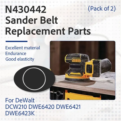 Vista 2 de N430442 Correa lijadora orbital aleatoria para DeWalt DWE6423 DWE6420 DWE6421 (paquete de 2)