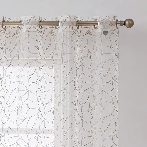 Vista 13 de Warm Home Designs Par de 2 cortinas de longitud corta de 54 pulgadas de ancho x 63 pulgadas de largo, cortinas transparentes bordadas con bordado