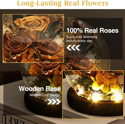 Vista 4 de Regalos para mujeres, esposa, mamá, abuela, flores preservadas en el día de la madre, aniversario, boda, Navidad, regalos de Acción de Gracias