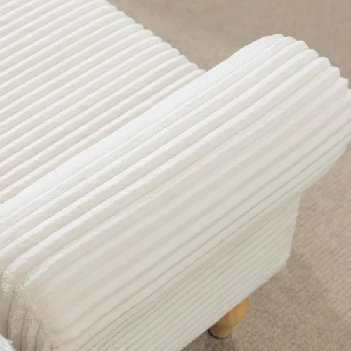 Vista 10 de Banco tapizado de pana de 55 pulgadas con brazos enrollados para dormitorio, color blanco