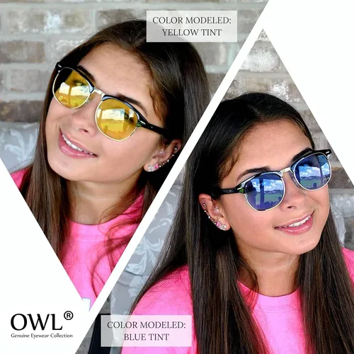 Vista 4 de Owl Semi-Rimless Metal Plastic Mens Womens Sunglasses UV400 Protection Smoke Lens Vintage Retro Sunglasses Womens Mens