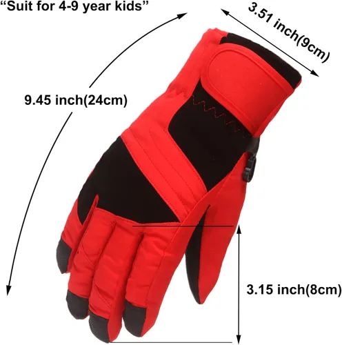 Vista 3 de Baby Boy Girl Ski Gloves - Windproof Thermal Thick Snow Skating Full Finger Toddler Mittens Winter Warm Kids Gloves for 4-9Y