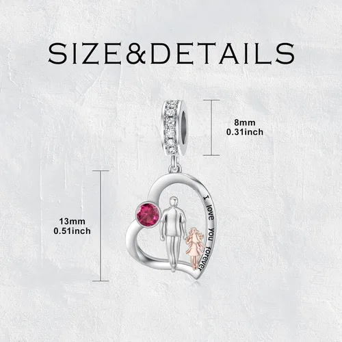 Vista 150 de PROESS Dije para padre, madre e hija, pulsera de plata de ley para pulseras, regalos de cumpleaños, día de San Valentín, para hija, madre, amante
