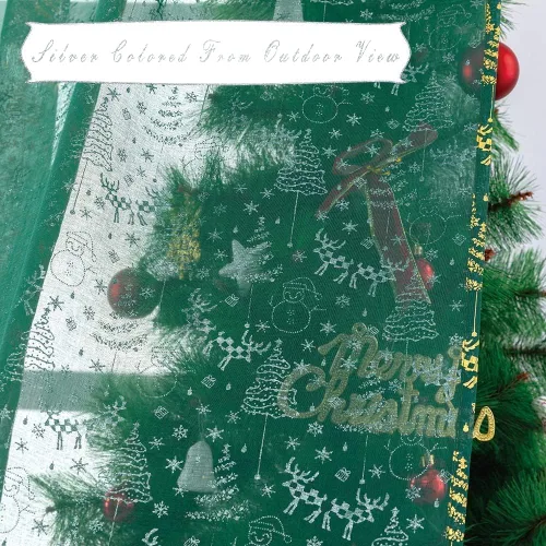 Vista 6 de XTMYI Cortinas verdes de cocina para ventanas sobre fregadero, cortinas cortas de Navidad para sala de estar, juegos de 2 paneles, 45 pulgadas