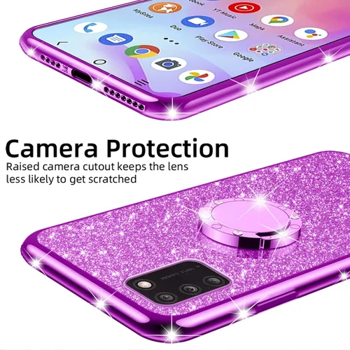 Vista 6 de nancheng Funda de teléfono para TCL A3X (A600DL), funda para Alcatel TCL A3X niñas y mujeres, bonita funda de silicona transparente con purpurina