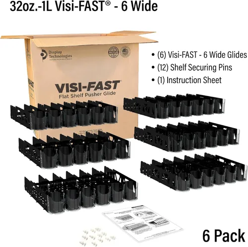 Vista 5 de Display Technologies Visi-Fast - Empujador de bebidas con resorte (paquete de 6) - Presentación de productos de bebidas sin esfuerzo para latas