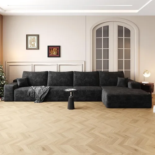Vista 40 de AUGOP Sofá modular moderno de 96 pulgadas para sala de estar, sofá modular con sofás en forma de L, sofá tapizado sin hueso, sofá seccional con Negro