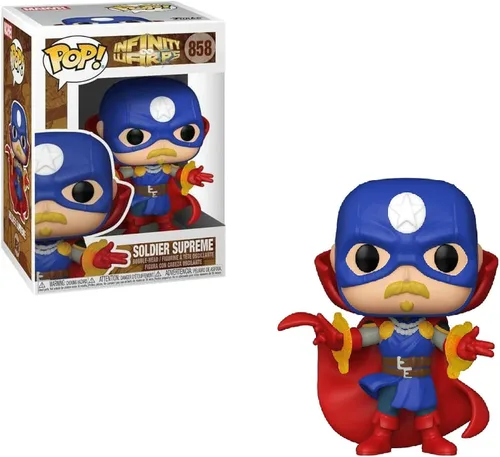 Vista 2 de Soldier Supreme Pop #858 Marvel Infinity Warps: Figura de vinilo (incluye funda protectora de caja Ecotek Pop)