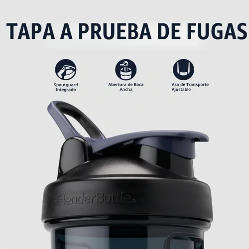 Vista 3 de BlenderBottle - Botella agitadora Pro Series ideal para batidos de proteínas y preentrenamiento, 28 onzas, color negro