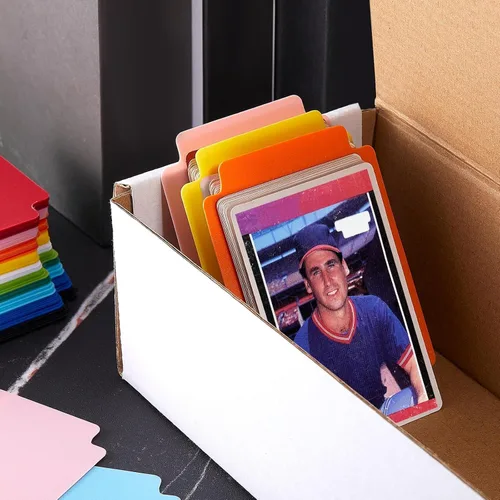 Vista 7 de 100 separadores de tarjetas intercambiables, separadores de tarjetas de plástico, separador multicolor esmerilado con pestañas, vertical estándar