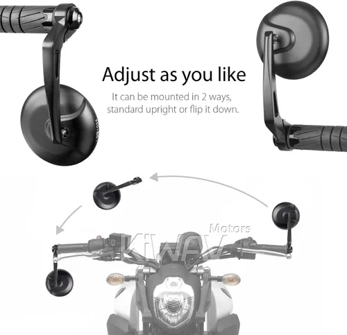Vista 3 de KiWAV Espejos de extremo de barra de motocicleta retro negro compatible con manillar roscado M6