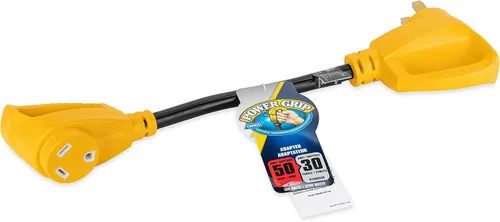 Vista 5 de Camco PowerGrip Dogbone - Adaptador eléctrico para autocaravana, cuenta con conexiones macho y hembra de 30 amperios de alta resistencia, hecho