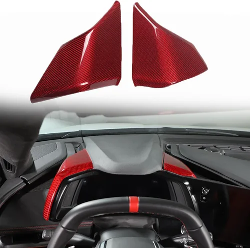 Vista 6 de Cubierta Trim de Tablero Compatible con Chevrolet Corvette C8 Stingray 2020-2025 ABS 2 Piezas Cubierta Lateral del Velocímetro del Tablero ABS Carbon