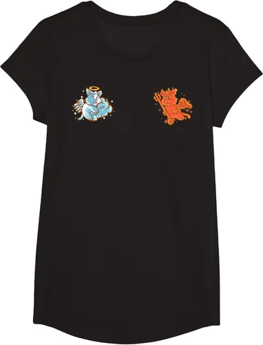 Vista 3 de Camiseta de gato ángel y diablo sentado en tu hombro Nerd Kitten, Negro