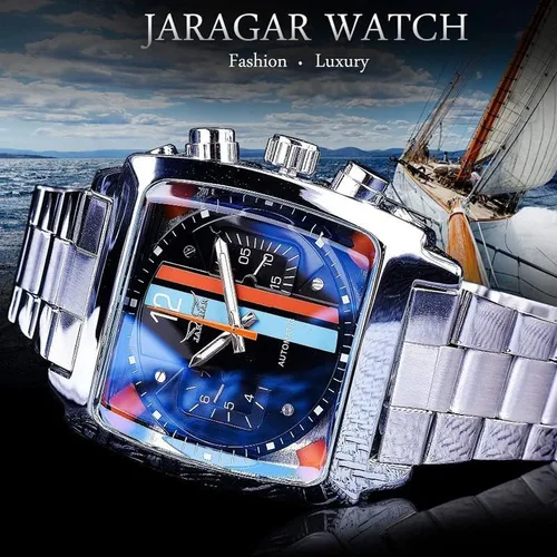 Vista 5 de MASTOP Reloj de pulsera mecánico de moda para hombre, correa de acero inoxidable, diseño único, automático, viento automático, Mecánico