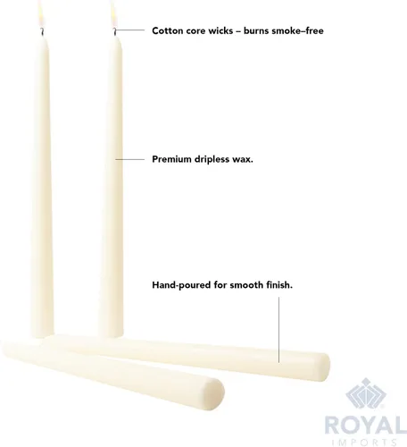 Vista 4 de Royal Imports Velas cónicas sin perfume, elegantes de calidad premium, sin goteo y sin humo, velas de cena sumergidas a mano para bodas, vacaciones