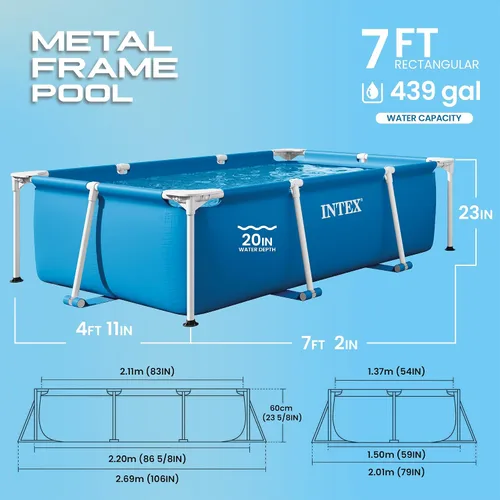 Vista 3 de Intex alberca para bebé, con marco rectangular 28270E (86 x 59 x 23 pulgadas)